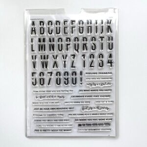 Heidi Swapp 6x8" Clear Stamp Set & Stamp Sleeve Alpha Number Phrase Builder